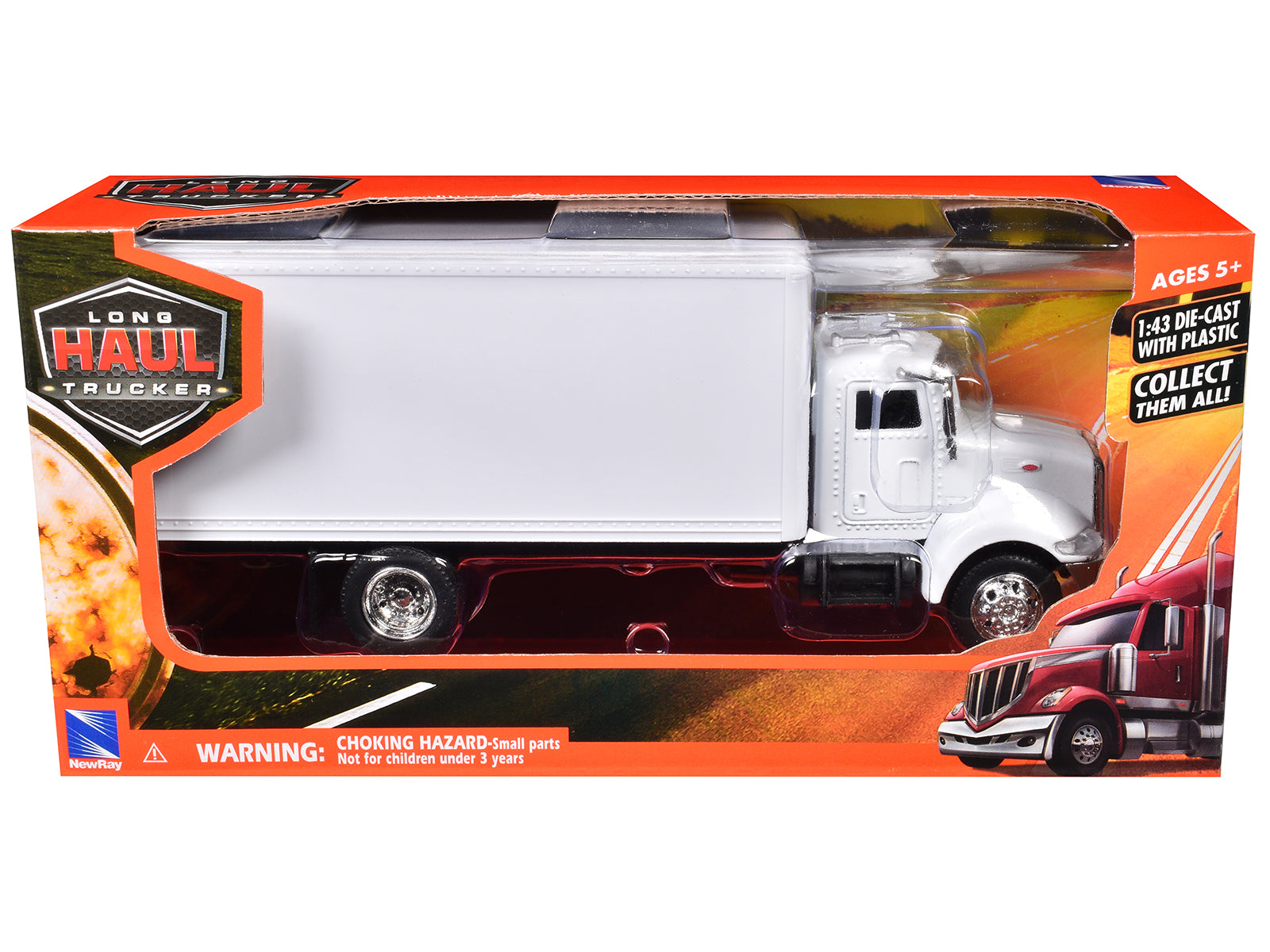 Peterbilt Utility 335 Box Truck White 1/43 Diecast Model by New Ray-DiecastModeler.com