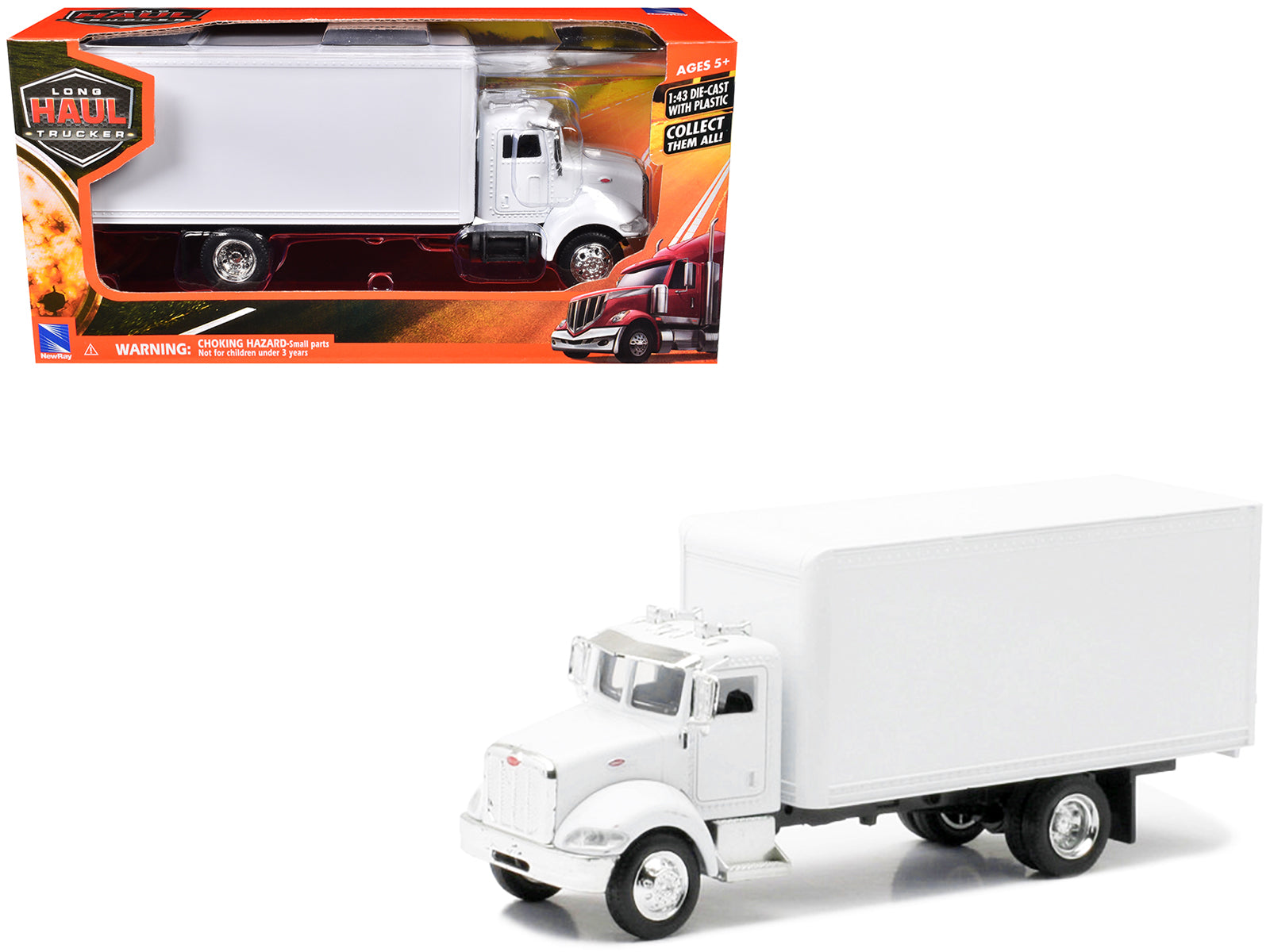 Peterbilt Utility 335 Box Truck White 1/43 Diecast Model by New Ray-DiecastModeler.com