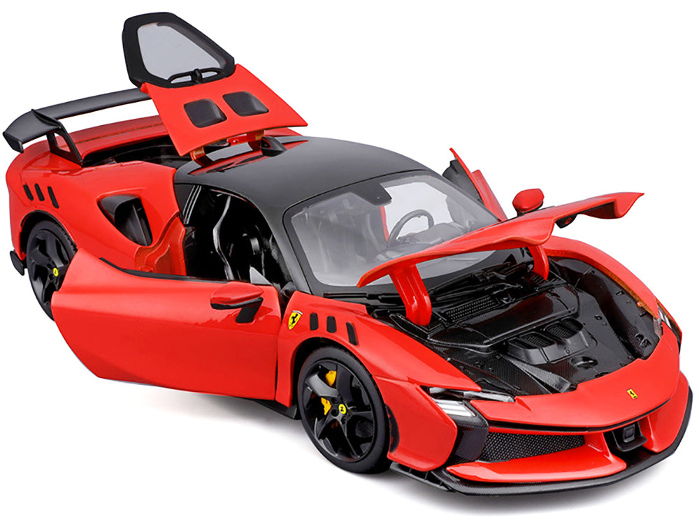 Ferrari SF90 XX Stradale Red with Black Top "Race + Play" Series 1/18 Diecast Model Car by Bburago