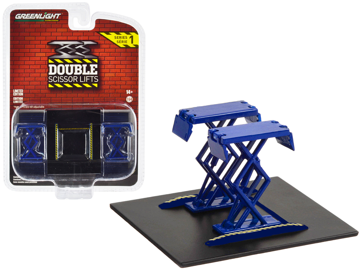 Automotive Double Scissor Lift Blue "Double Scissor Lifts" Series 1 1/64 Diecast Model by Greenlight-DiecastModeler.com