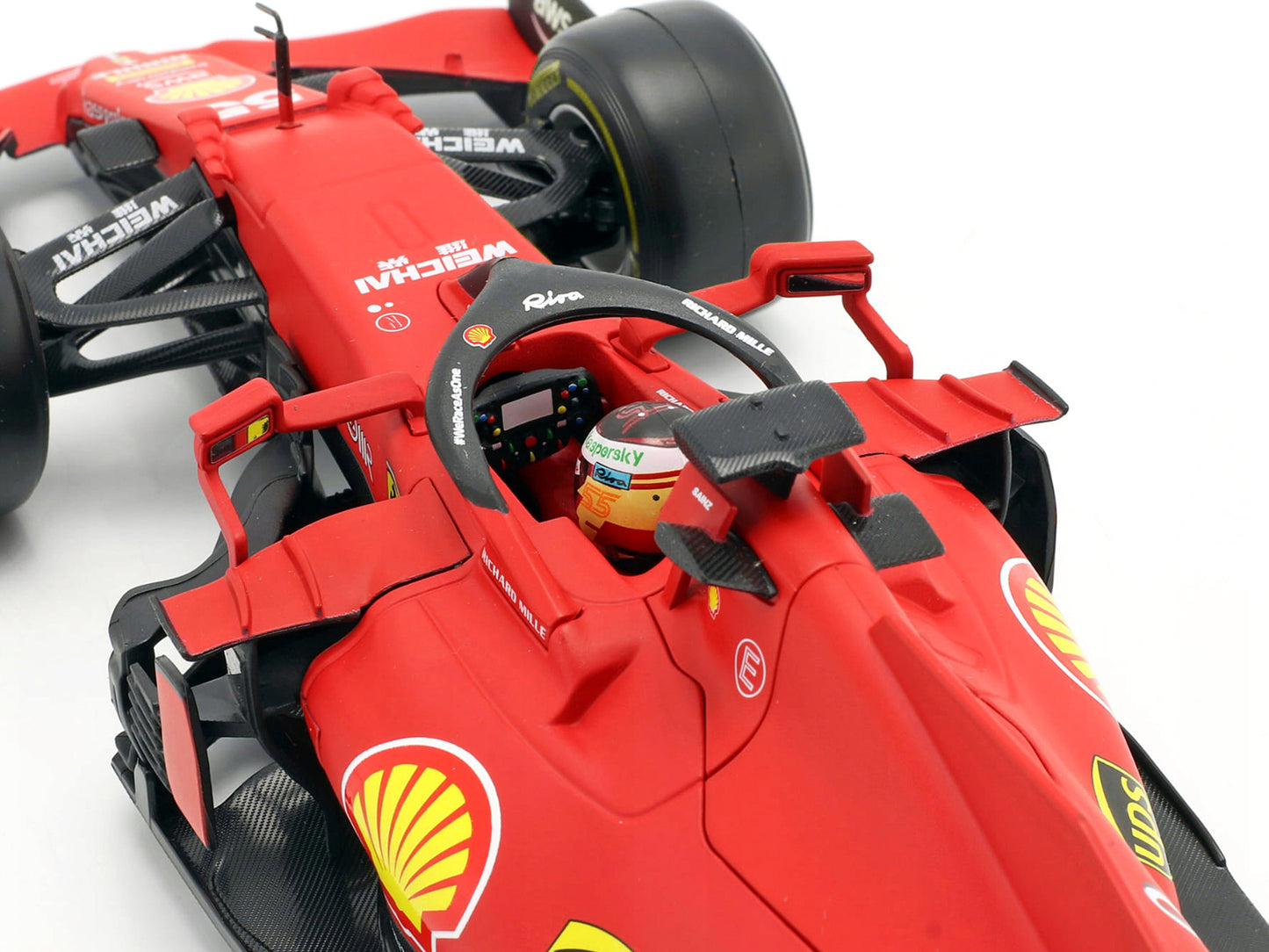 Ferrari SF21 #55 Carlos Sainz Formula One F1 Car "Ferrari Racing" Series 1/18 Diecast Model Car by Bburago-DiecastModeler.com