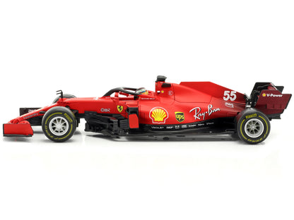 Ferrari SF21 #55 Carlos Sainz Formula One F1 Car "Ferrari Racing" Series 1/18 Diecast Model Car by Bburago-DiecastModeler.com