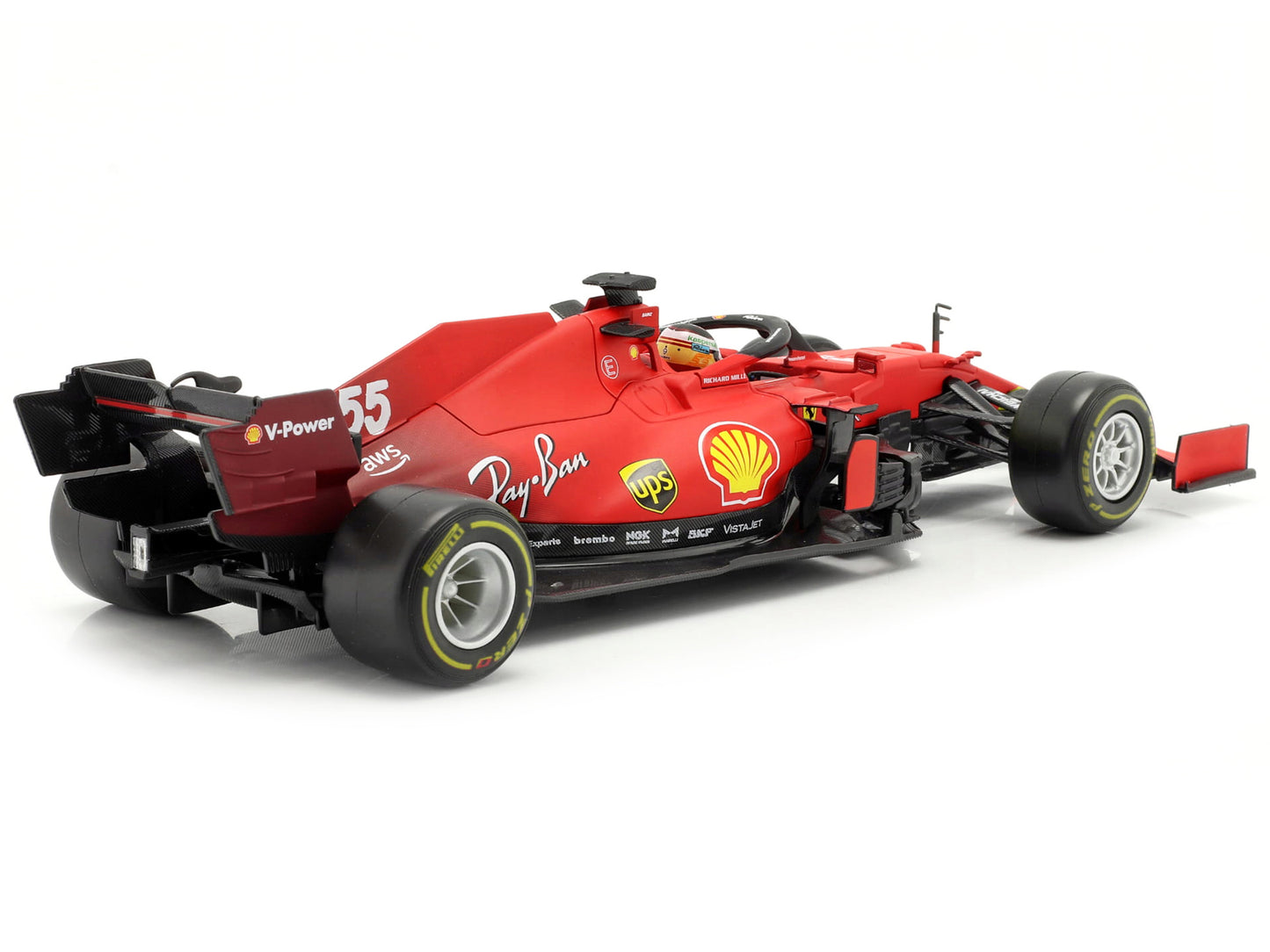 Ferrari SF21 #55 Carlos Sainz Formula One F1 Car "Ferrari Racing" Series 1/18 Diecast Model Car by Bburago-DiecastModeler.com