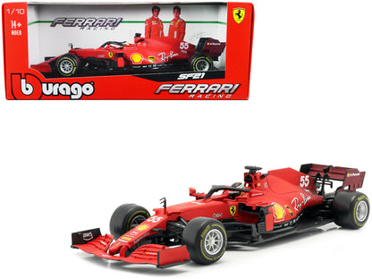 Ferrari SF21 #55 Carlos Sainz Formula One F1 Car "Ferrari Racing" Series 1/18 Diecast Model Car by Bburago-DiecastModeler.com