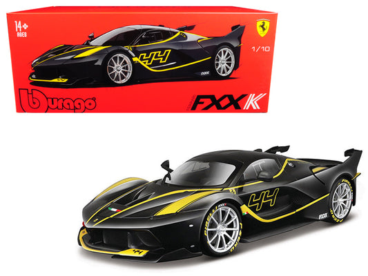 Ferrari FXX-K #44 Black with Yellow Stripes "Signature Series" 1/18 Diecast Model Car by Bburago-DiecastModeler.com