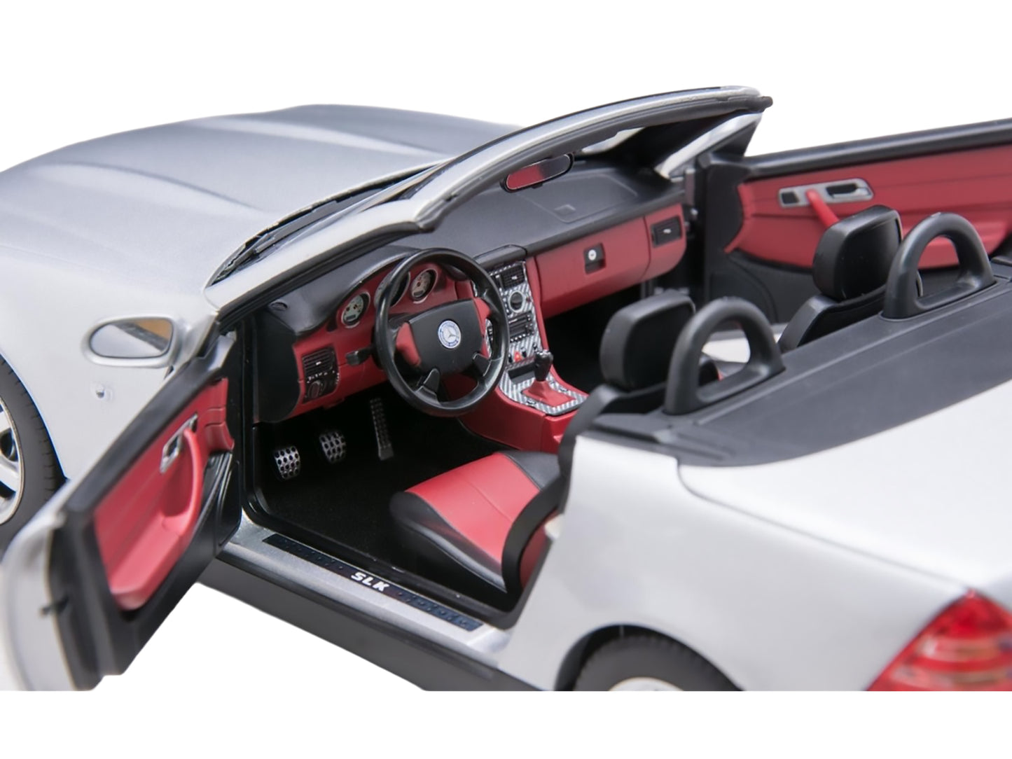 1996 Mercedes-Benz SLK Convertible Brilliant Silver Metallic 1/18 Diecast Model Car by Norev