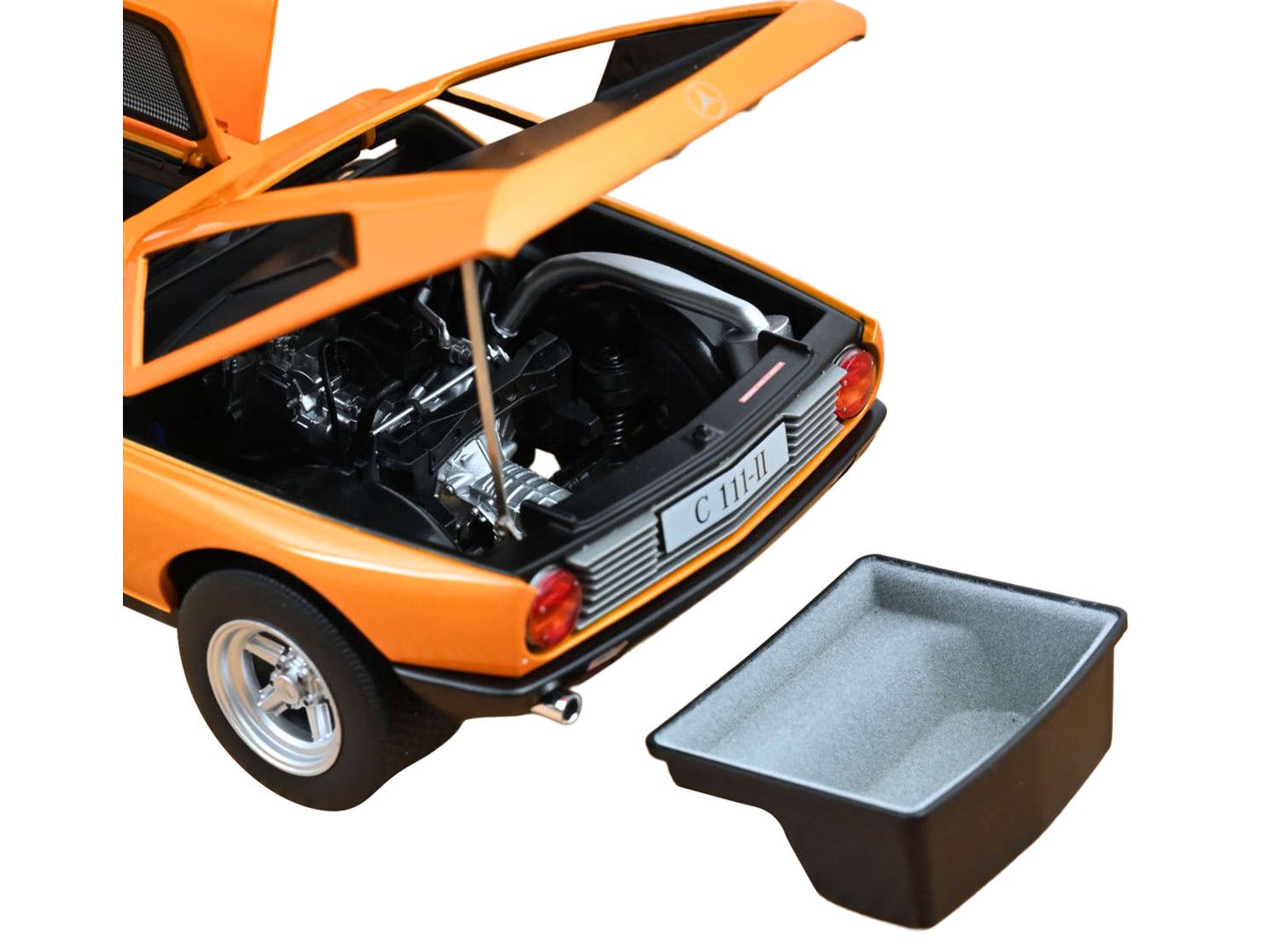 1970 Mercedes-Benz C 111/II White Autumn Metallic with Black Stripes 1/18 Diecast Model Car by Norev