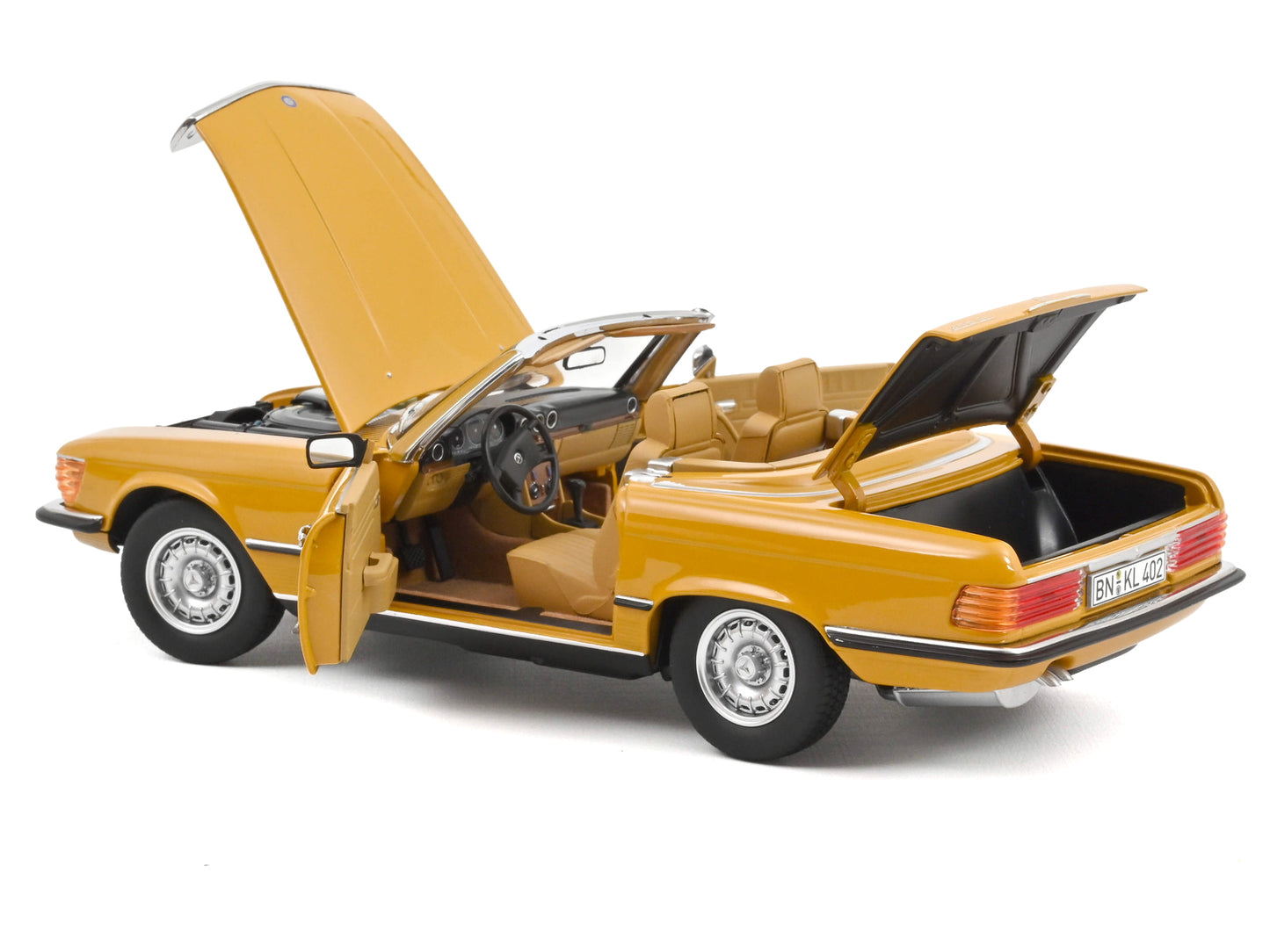1975 Mercedes-Benz 450 SL Convertible Cayenne Orange with Black Top 1/18 Diecast Model Car by Norev