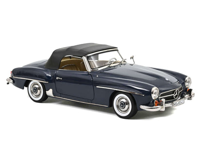 1957 Mercedes-Benz 190 SL Convertible Middle Blue with Black Top 1/18 Diecast Model Car by Norev