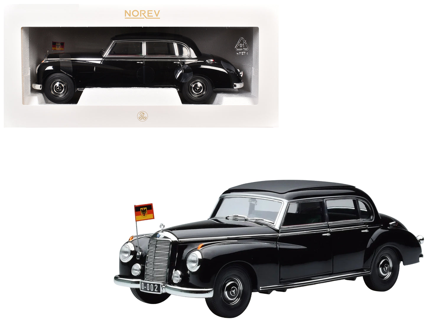 1955 Mercedes-Benz 300 Black "German Chancellor Konrad Adenauer" 1/18 Diecast Model Car by Norev