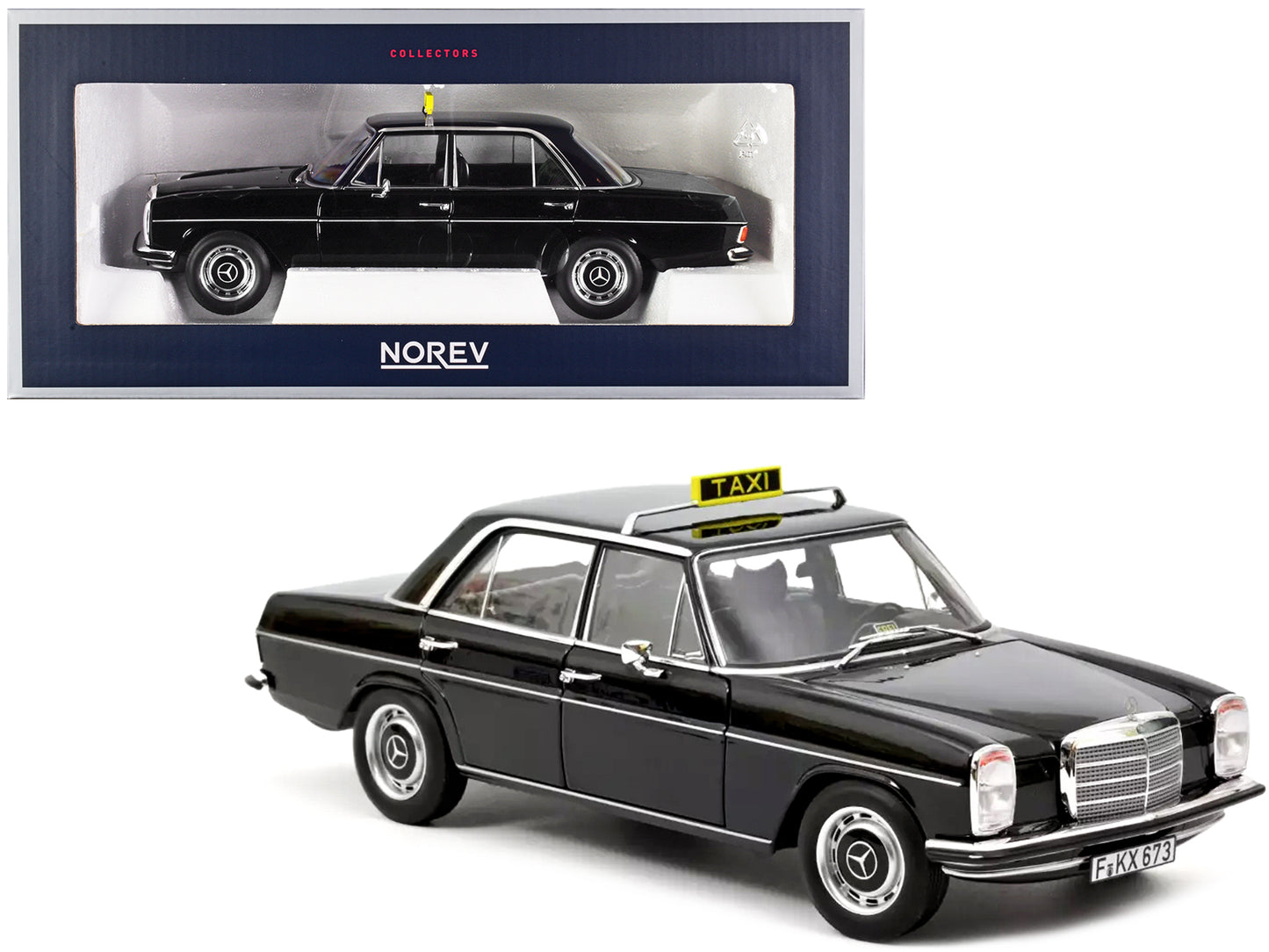 1968 Mercedes-Benz 200 Taxi Black 1/18 Diecast Model Car by Norev-DiecastModeler.com