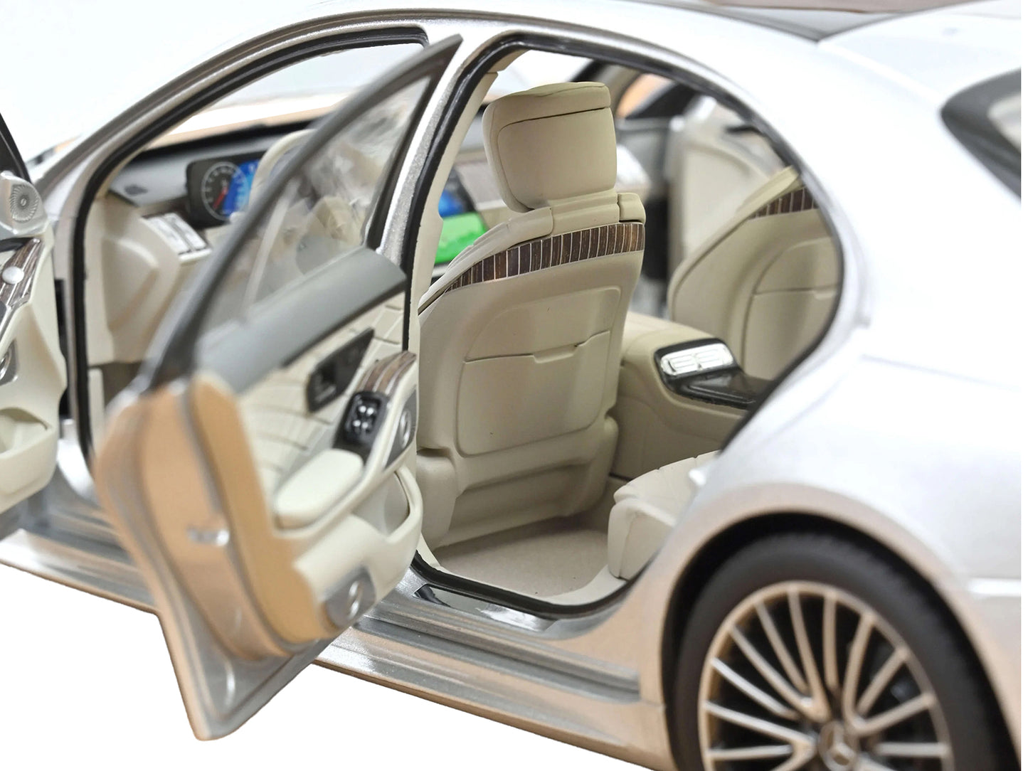 2021 Mercedes-Benz S-Class AMG Line Silver Metallic with Sunroof 1/18 Diecast Model Car by Norev-DiecastModeler.com
