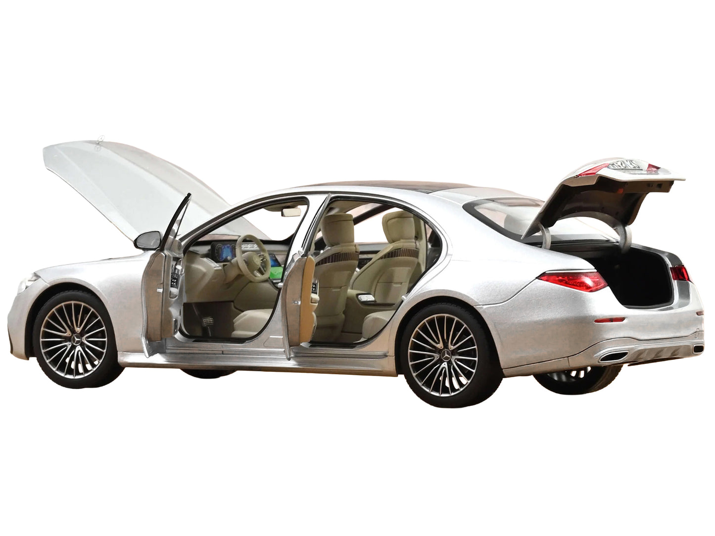 2021 Mercedes-Benz S-Class AMG Line Silver Metallic with Sunroof 1/18 Diecast Model Car by Norev-DiecastModeler.com