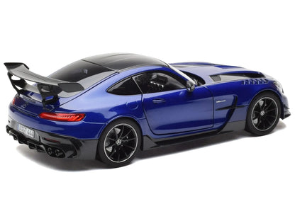 2021 Mercedes-Benz AMG GT Black Series Blue Metallic with Carbon Top and Hood Stripes 1/18 Diecast Model Car by Norev