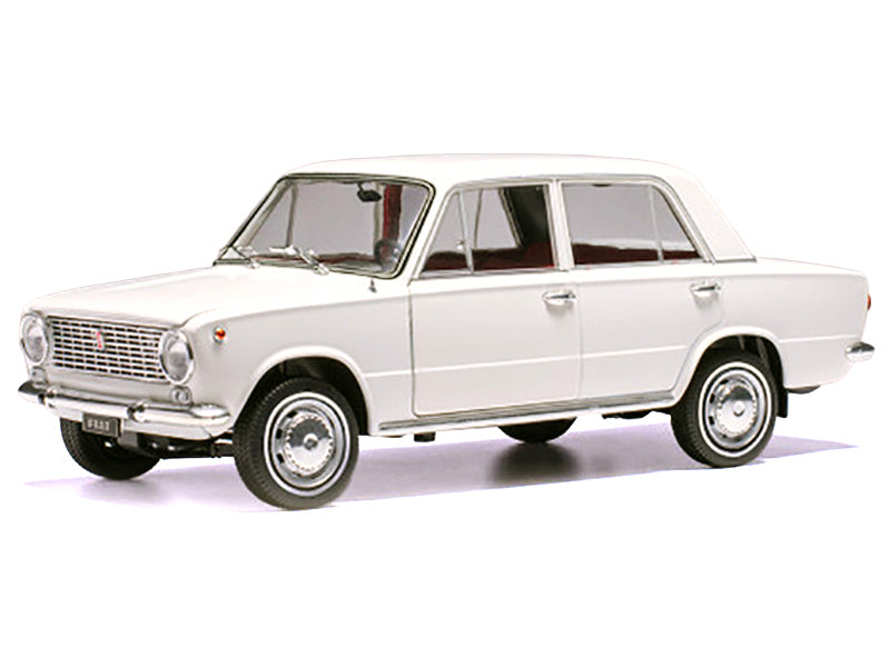 1970 Fiat 124 White with Red Interior 1/18 Diecast Model Car by IXO Models