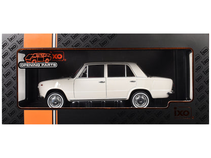 1970 Fiat 124 White with Red Interior 1/18 Diecast Model Car by IXO Models