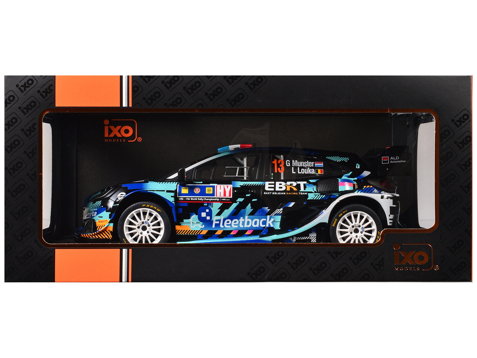 Ford Puma Rally1 #13 Gregoire Munster - Louis Louka "Central European Rally" (2023) 1/18 Diecast Model Car by IXO Models-DiecastModeler.com