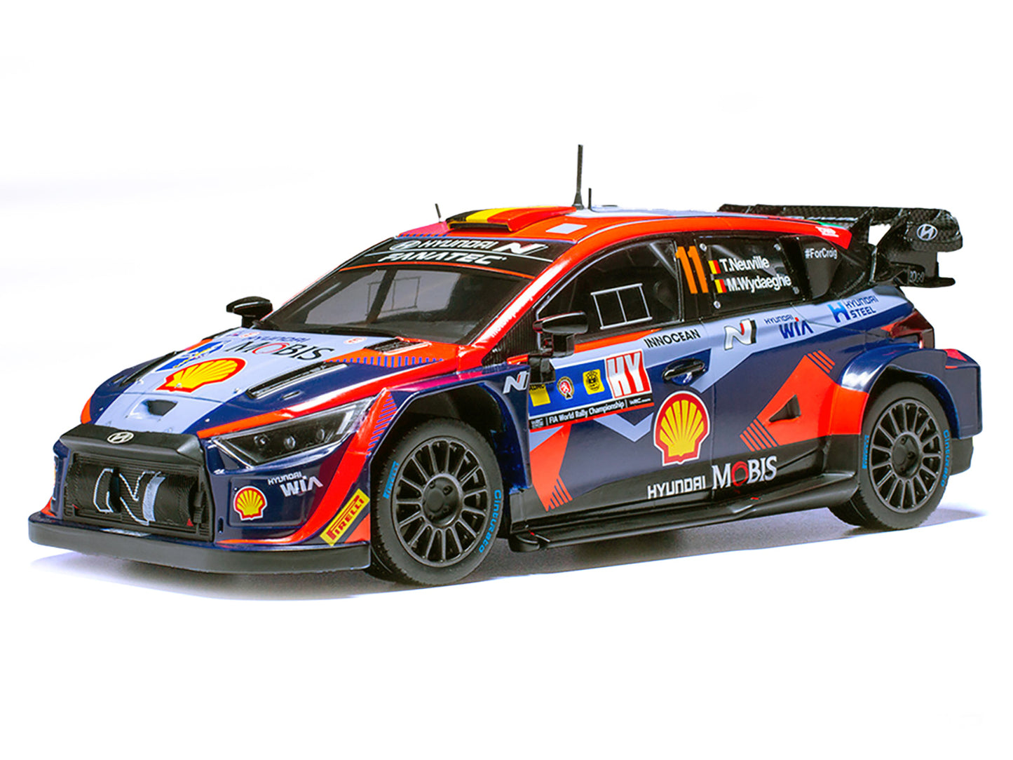 Hyundai i20 N Rally1 #11 Thierry Neuville - Martijn Wydaeghe Winner "Central European Rally" (2023) 1/18 Diecast Model Car by IXO Models-DiecastModeler.com