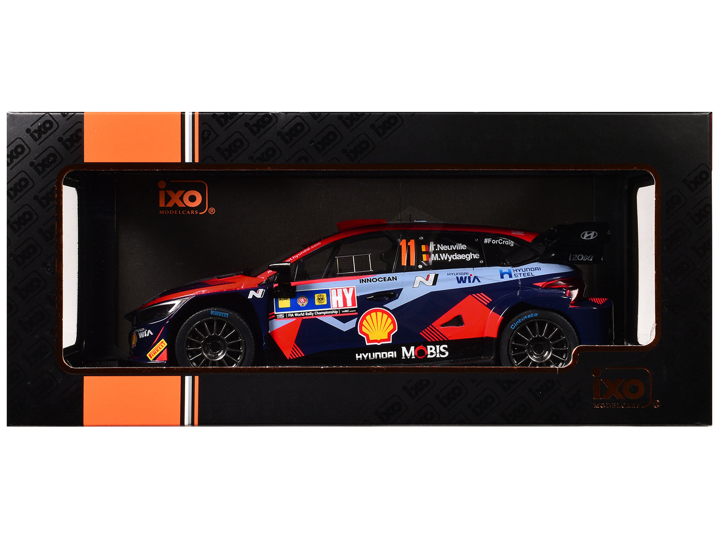 Hyundai i20 N Rally1 #11 Thierry Neuville - Martijn Wydaeghe Winner "Central European Rally" (2023) 1/18 Diecast Model Car by IXO Models-DiecastModeler.com