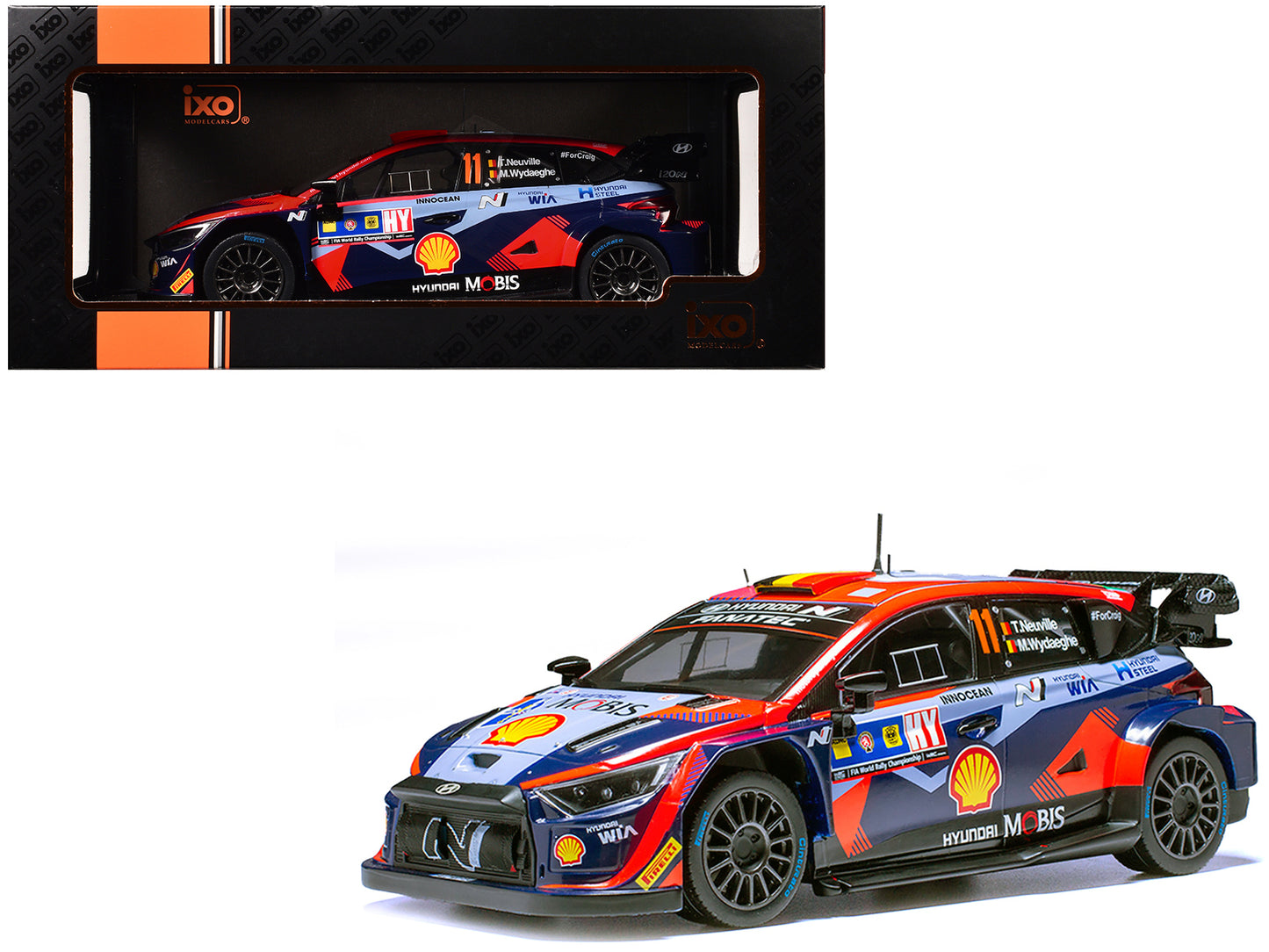 Hyundai i20 N Rally1 #11 Thierry Neuville - Martijn Wydaeghe Winner "Central European Rally" (2023) 1/18 Diecast Model Car by IXO Models-DiecastModeler.com