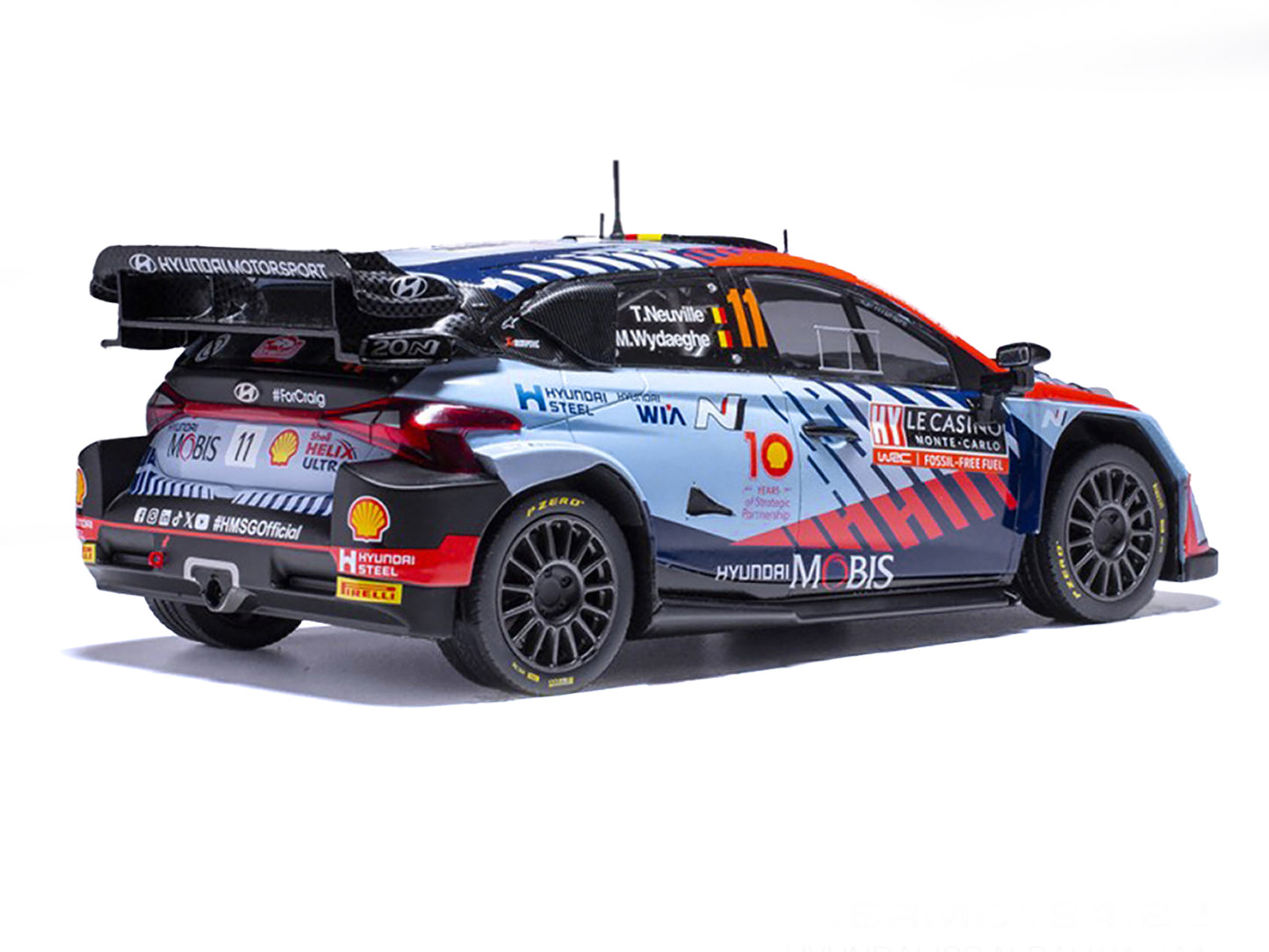 Hyundai i20 N Rally1 #11 Thierry Neuville - Martijn Wydaeghe Winner "Rallye Monte-Carlo" (2024) 1/18 Diecast Model Car by IXO Models