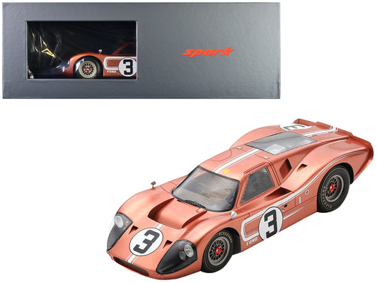 Ford GT40 MK IV #3 Mario Andretti - Lucien Bianchi "24 Hours of Le Mans" (1967) with Acrylic Display Case 1/18 Model Car by Spark-DiecastModeler.com