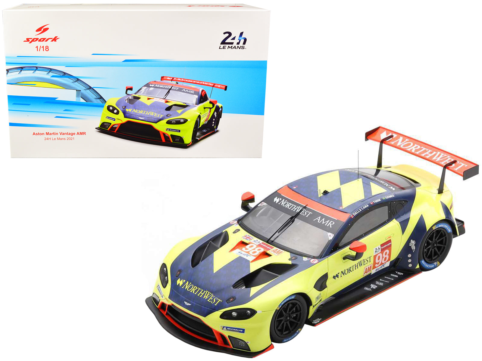 Porsche Aston Martin Vantage AMR #98 Marcos Gomes - Paul Dalla Lana - Nicki Thiim "Aston Martin Racing" LMGTE Am Class 24 Hours of Le Mans (2021) 1/18 Model Car by Spark-DiecastModeler.com