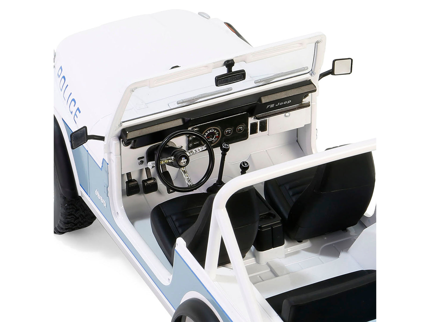 1982 Jeep CJ-7 "Clearwater Florida Police Department" White and Light Blue "Artisan Collection" Series 1/18 Diecast Model Car by Greenlight