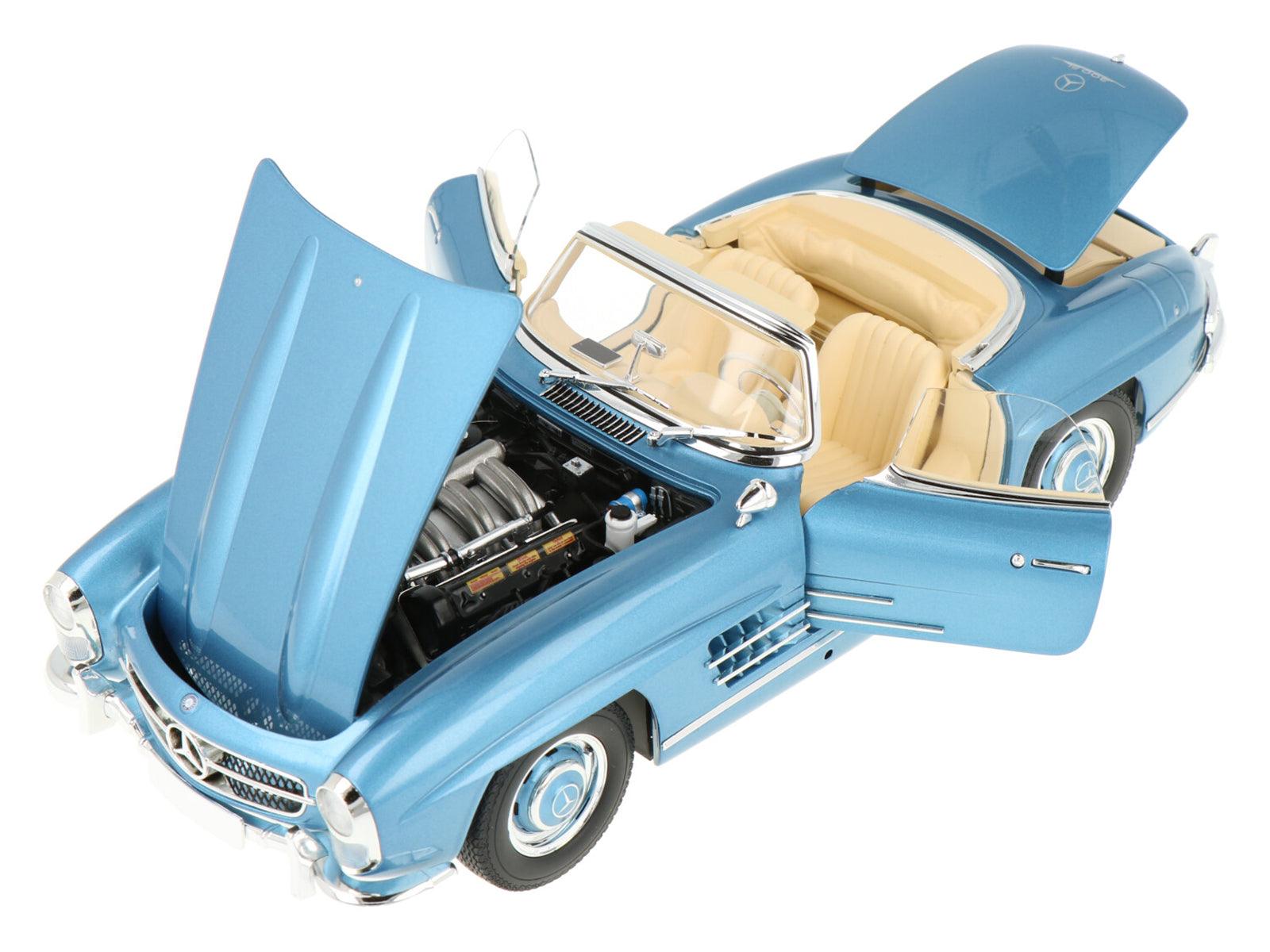 1958 Mercedes-Benz 300 SL Roadster (W198) Blue Metallic 1/18 Diecast Model Car by Minichamps-DiecastModeler.com