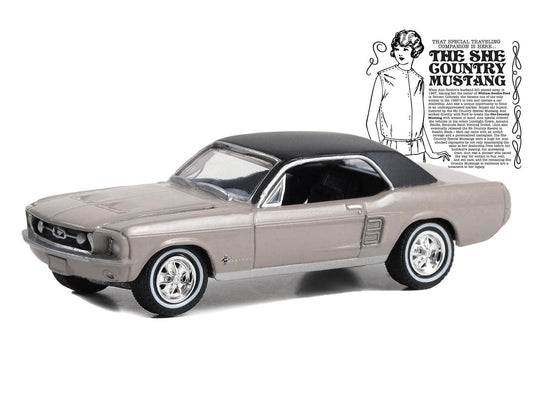 1967 Ford Mustang Coupe "She Country Special - Bill Goodro Ford Denver Colorado" Autumn Smoke with Black Top "Hobby Exclusive" Series 1/64 Diecast Model Car by Greenlight-DiecastModeler.com