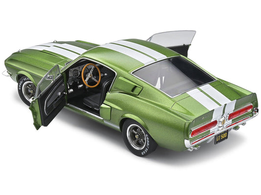 1967 Shelby GT500 Lime Green Metallic with White Stripes 1/18 Diecast Model Car by Solido-DiecastModeler.com