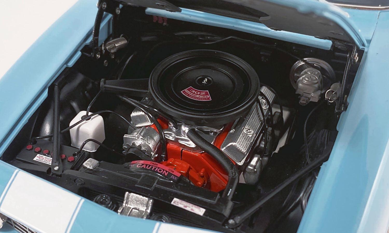 1969 Chevrolet Camaro Z/28 Carolina Blue with White Stripes and Black Vinyl Top Limited Edition to 264 pieces Worldwide 1/18 Diecast Model Car by ACME-DiecastModeler.com