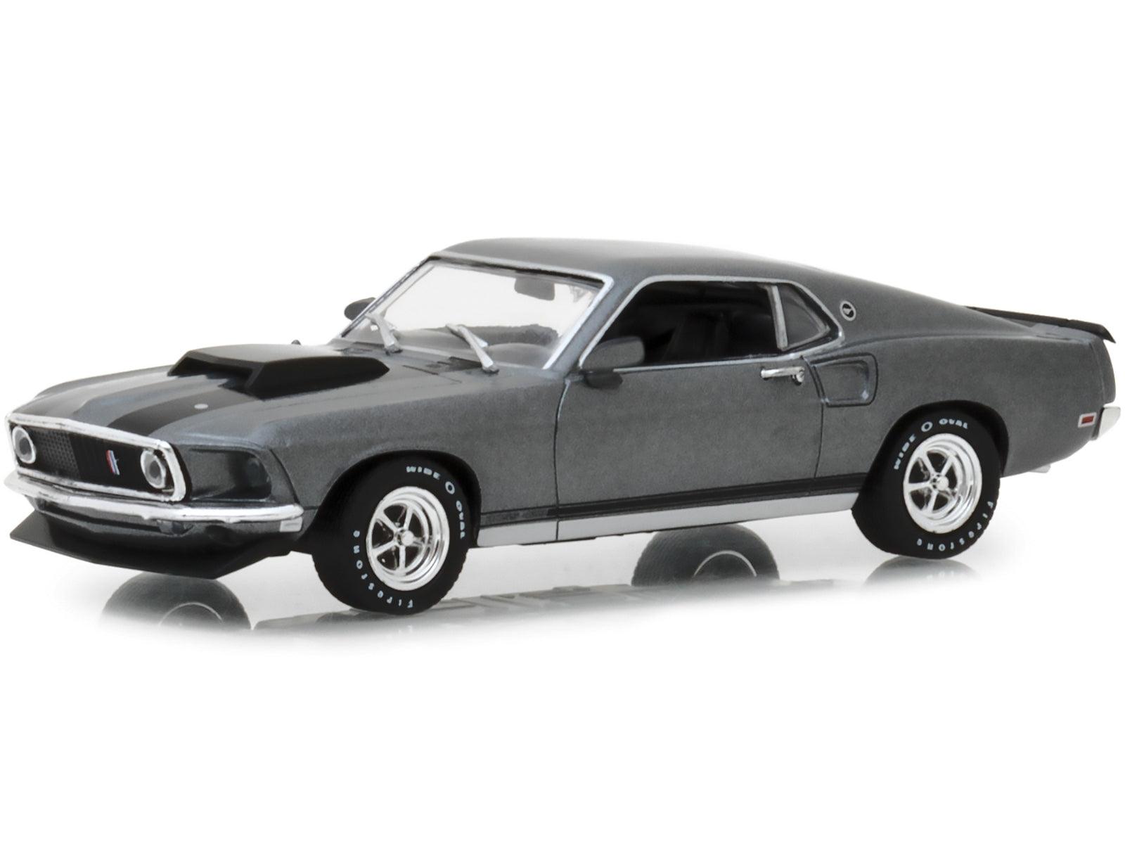 1969 Ford Mustang BOSS 429 Gray with Black Stripes "John Wick" (2014) Movie 1/43 Diecast Model Car by Greenlight-DiecastModeler.com