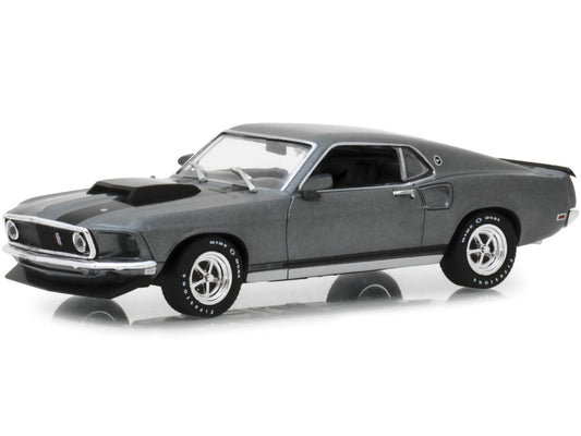 1969 Ford Mustang BOSS 429 Gray with Black Stripes "John Wick" (2014) Movie 1/43 Diecast Model Car by Greenlight-DiecastModeler.com