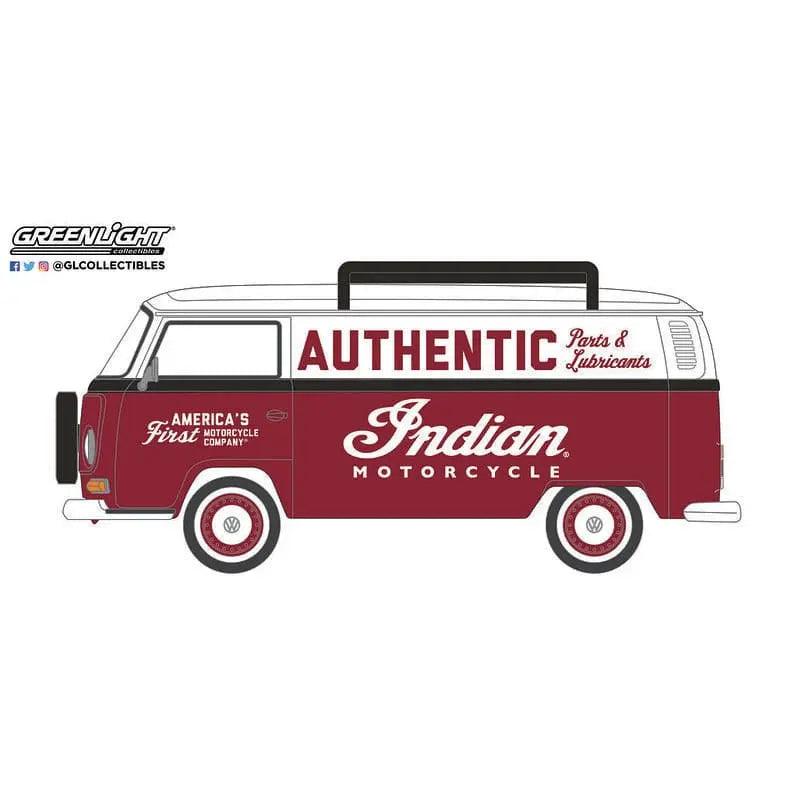 1972 Volkswagen Type 2 Panel Van - Indian Motorcycle Authentic Parts and Lubricants - 1:64 scale-DiecastModeler.com