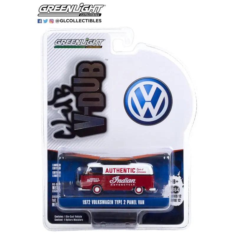1972 Volkswagen Type 2 Panel Van - Indian Motorcycle Authentic Parts and Lubricants - 1:64 scale-DiecastModeler.com