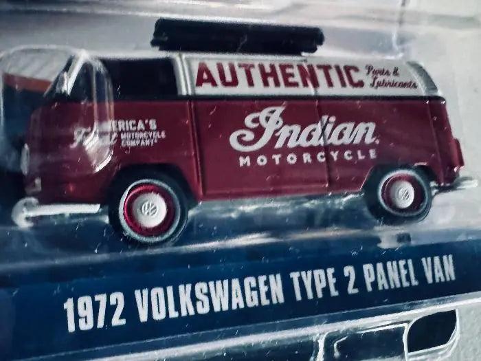 1972 Volkswagen Type 2 Panel Van - Indian Motorcycle Authentic Parts and Lubricants - 1:64 scale-DiecastModeler.com