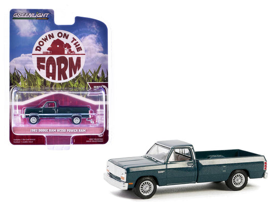 1982 Dodge Ram W250 Power Ram Pickup Truck Seaspray Green Metallic "Down on the Farm" Series 9 1/64 Diecast Model by Greenlight-DiecastModeler.com