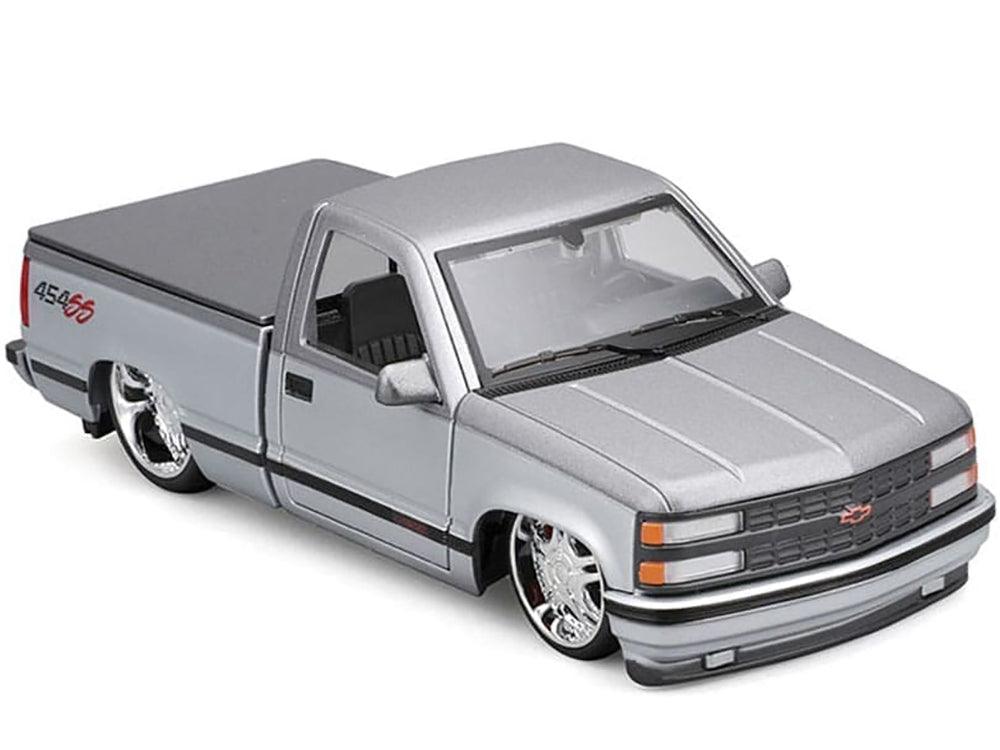 1993 Chevrolet 454 SS Pickup Truck Silver Metallic and Gray "Lowriders" "Maisto Design" Series 1/24 Diecast Model Car by Maisto-DiecastModeler.com