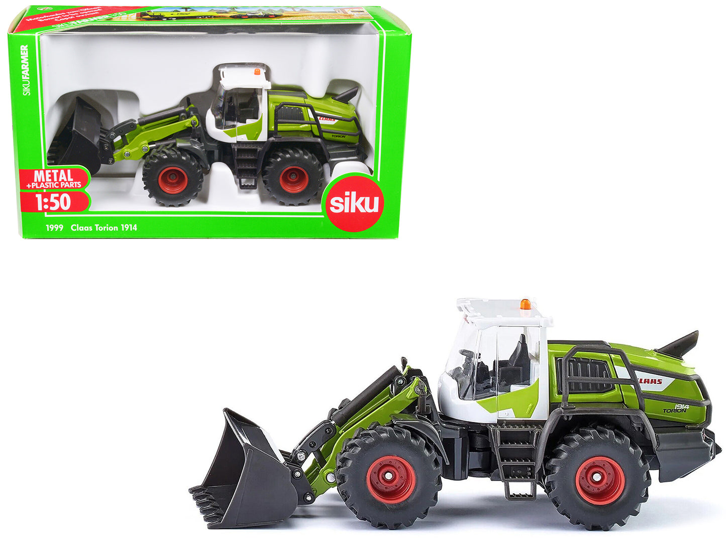 Claas Torion 1914 Wheel Loader Green and White 1/50 Diecast Model by Siku-DiecastModeler.com