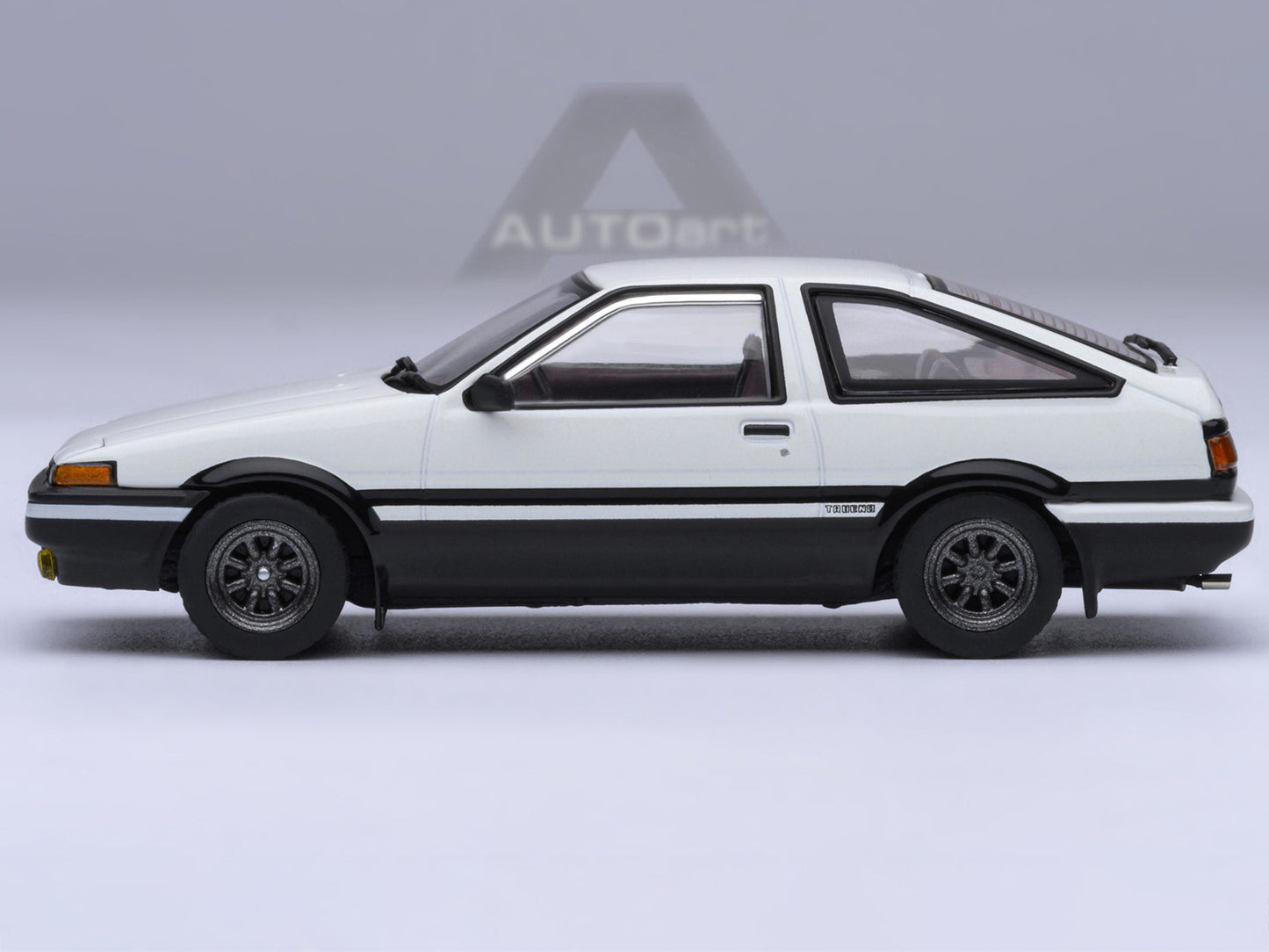 Toyota Sprinter Trueno (AE86) RHD (Right Hand Drive) White with Graphics "Initial D" (1998-2021) TV Series 1/64 Model Car by Autoart