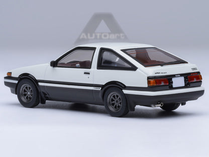 Toyota Sprinter Trueno (AE86) RHD (Right Hand Drive) White with Graphics "Initial D" (1998-2021) TV Series 1/64 Model Car by Autoart