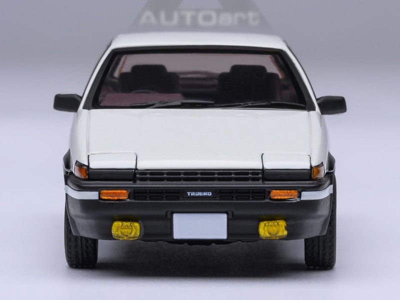 Toyota Sprinter Trueno (AE86) RHD (Right Hand Drive) White with Graphics "Initial D" (1998-2021) TV Series 1/64 Model Car by Autoart