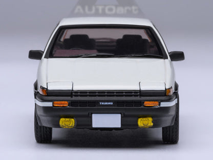 Toyota Sprinter Trueno (AE86) RHD (Right Hand Drive) White with Graphics "Initial D" (1998-2021) TV Series 1/64 Model Car by Autoart