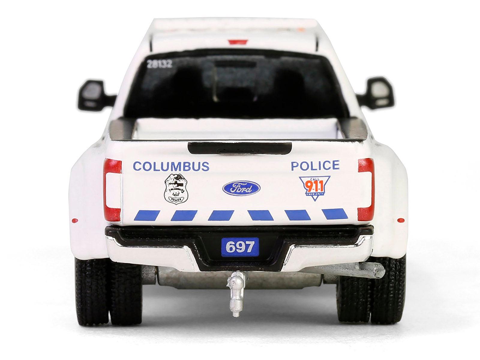 2019 Ford F-350 XL Dually Pickup Truck "Columbus Division of Police Mounted Unit Columbus OH" White "Dually Drivers" Series 15 1/64 Diecast Model Car by Greenlight-DiecastModeler.com