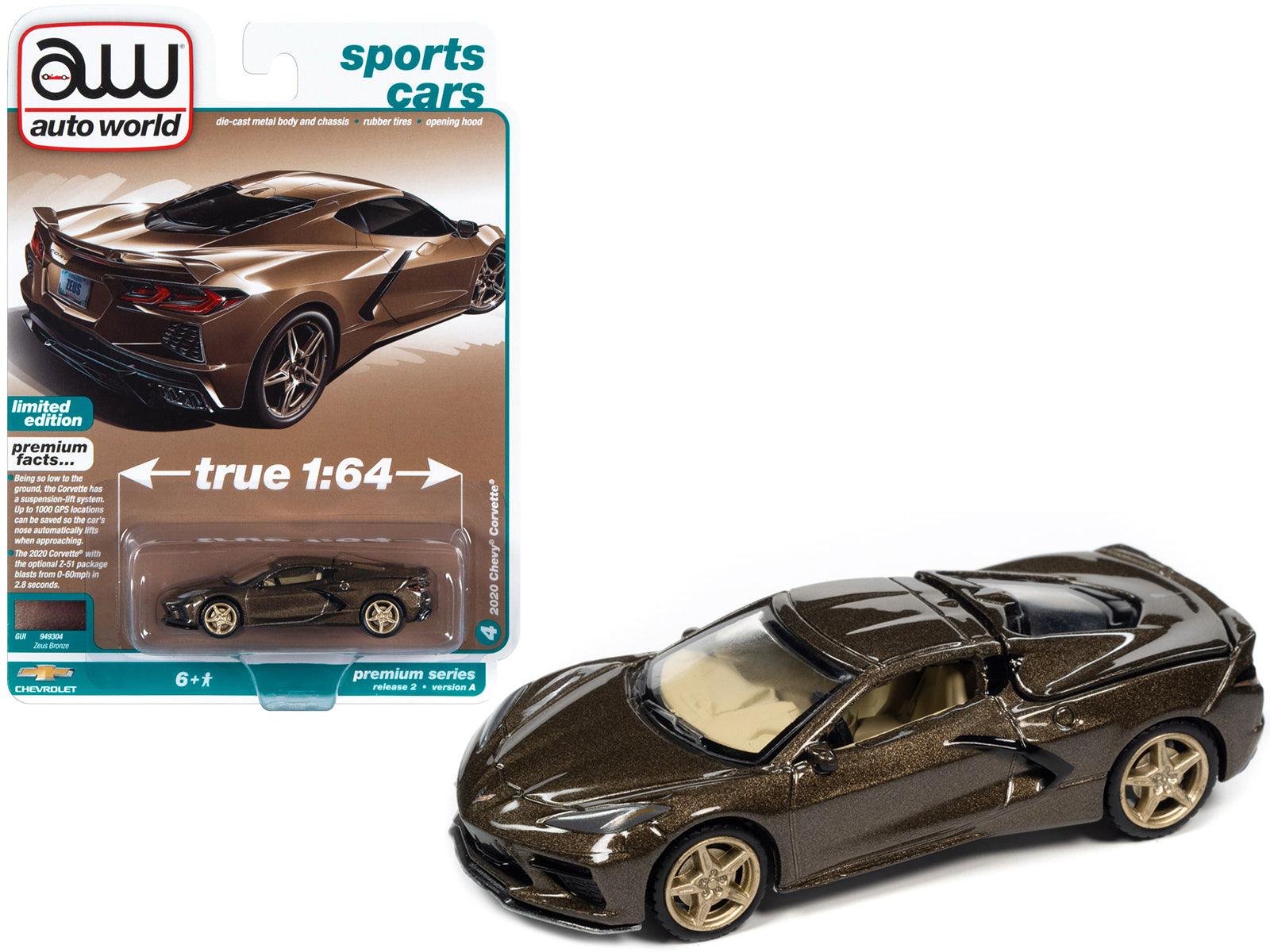 2020 Chevrolet Corvette Zeus Bronze Metallic "Sports Cars" Limited Edition 1/64 Diecast Model Car by Auto World-DiecastModeler.com