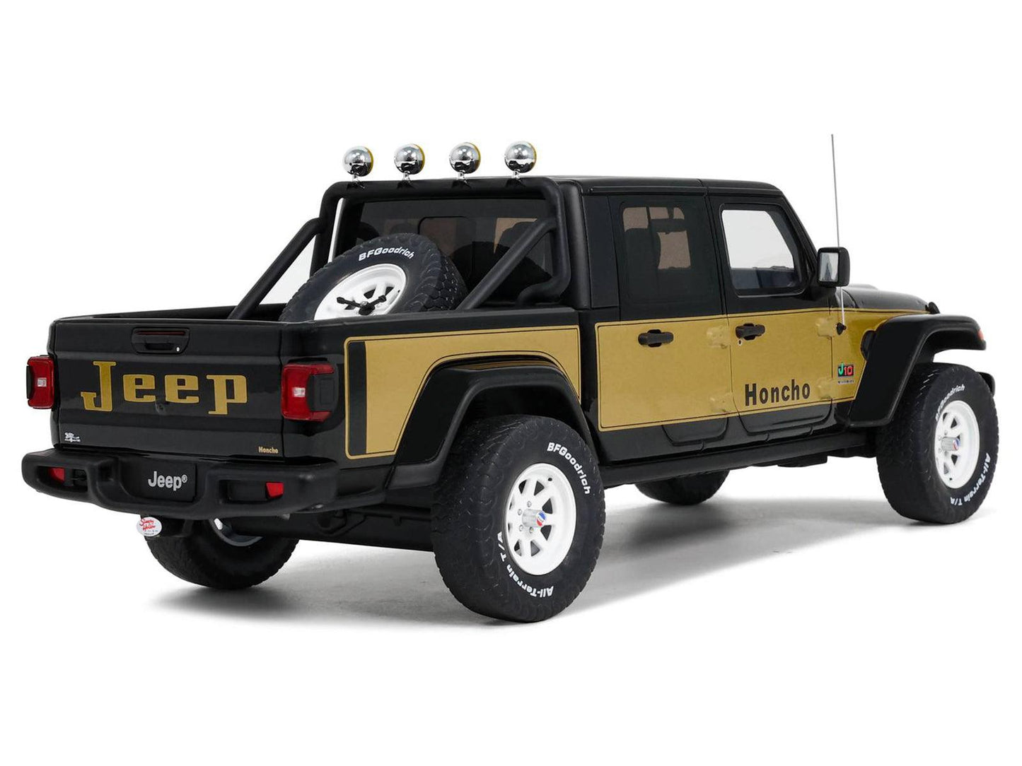 2020 Jeep Gladiator Honcho Pickup Truck Black and Gold 1/18 Model Car by GT Spirit-DiecastModeler.com