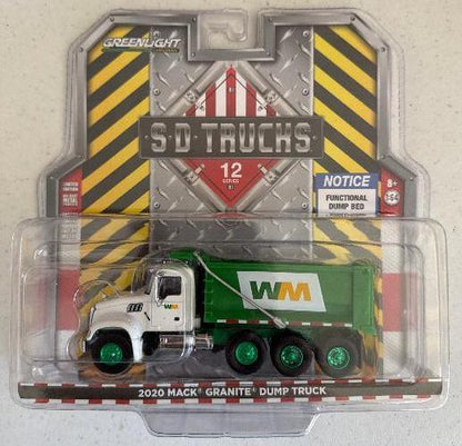 2020 Mack Granite Dump Truck - Waste Management Edition in 1:64 Scale (GREEN)-DiecastModeler.com