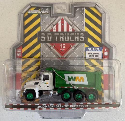 2020 Mack Granite Dump Truck - Waste Management Edition in 1:64 Scale (GREEN)-DiecastModeler.com