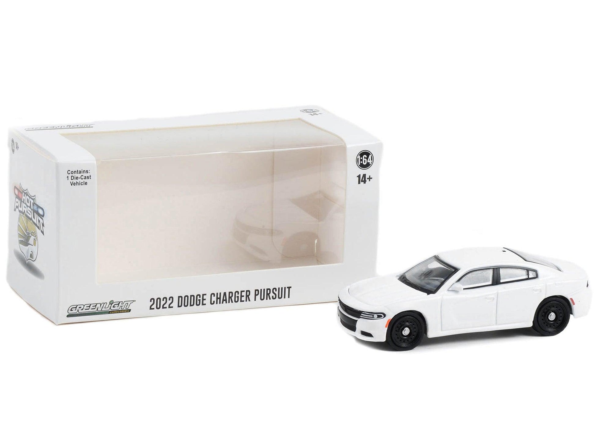 2022 Dodge Charger Pursuit Police Car White "Hot Pursuit" "Hobby Exclusive" Series 1/64 Diecast Model Car by Greenlight-DiecastModeler.com